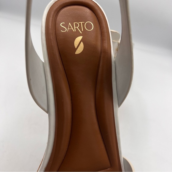 Franco Sarto Womens Primrose Sandals Cork Wedge Platform White Leather - Picture 8 of 9